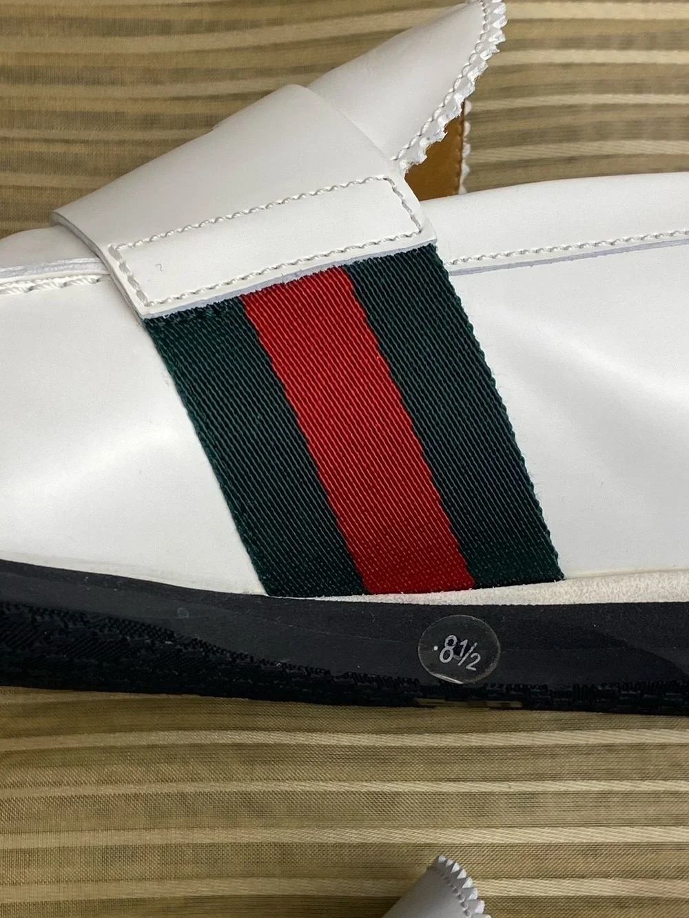 GUCCI White Leather Men's classic Loafers, 8.5